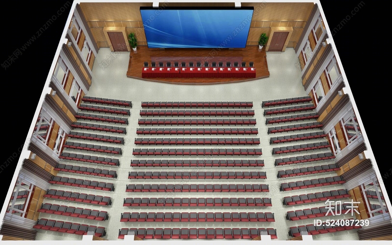 现代学校阶梯报告厅3D模型下载【ID:524087239】