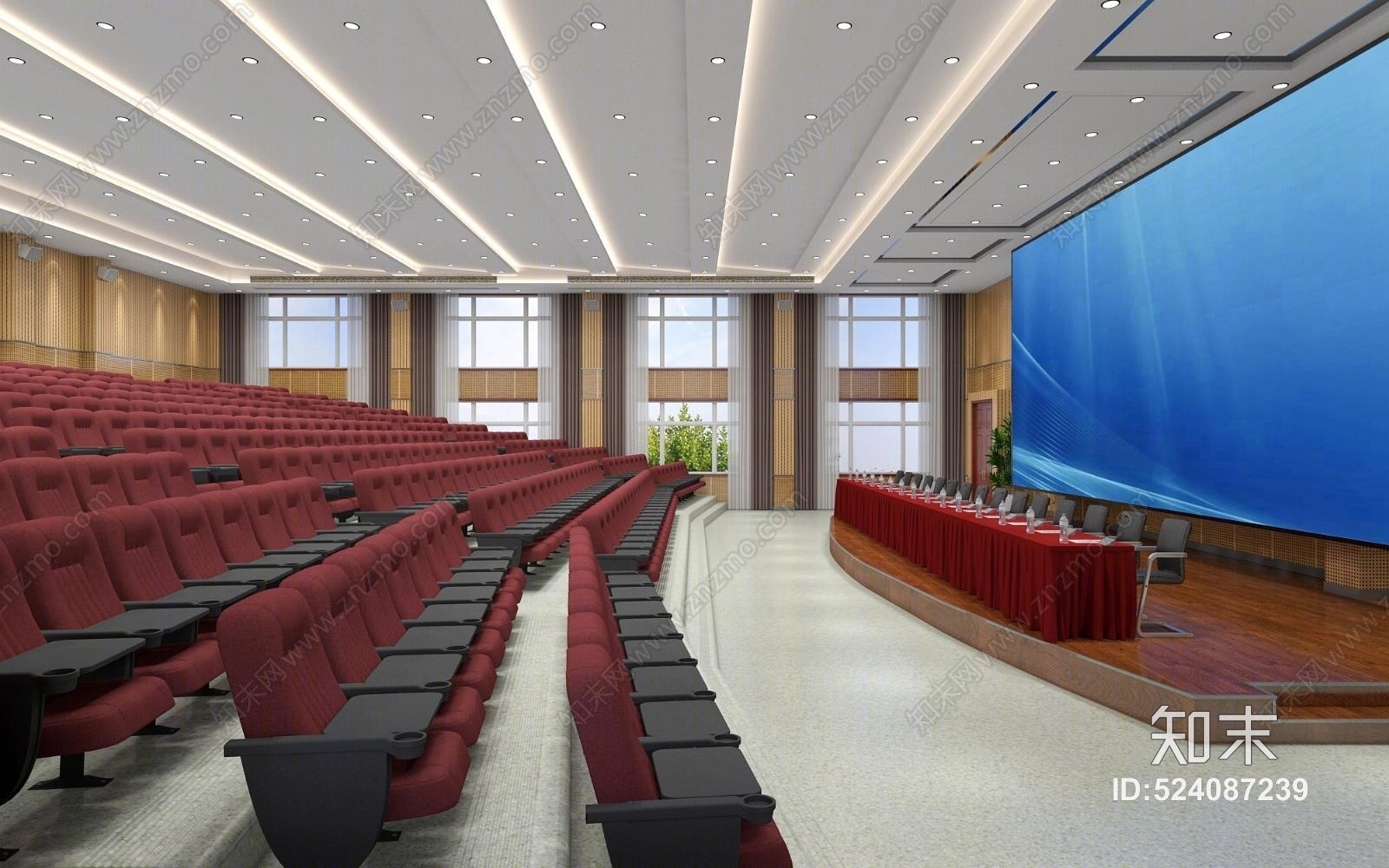 现代学校阶梯报告厅3D模型下载【ID:524087239】