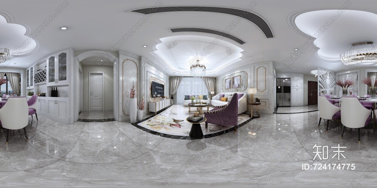 现代欧式奢华3D模型下载【ID:724174775】