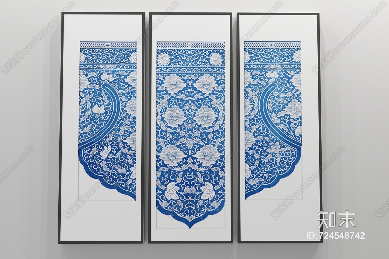 新中式装饰挂图3D模型下载【ID:724548742】