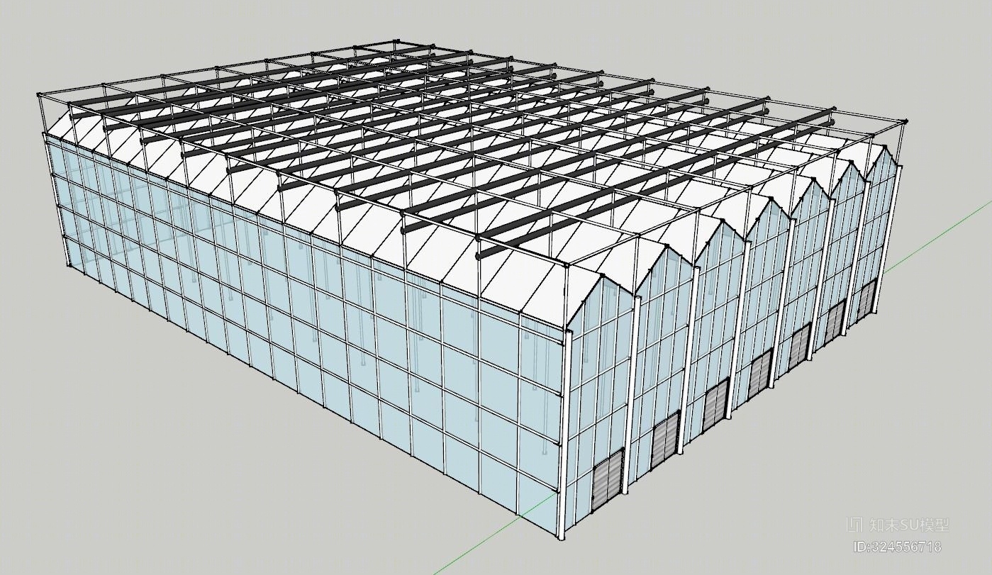 现代大棚透明贴图SU模型下载【ID:324556718】