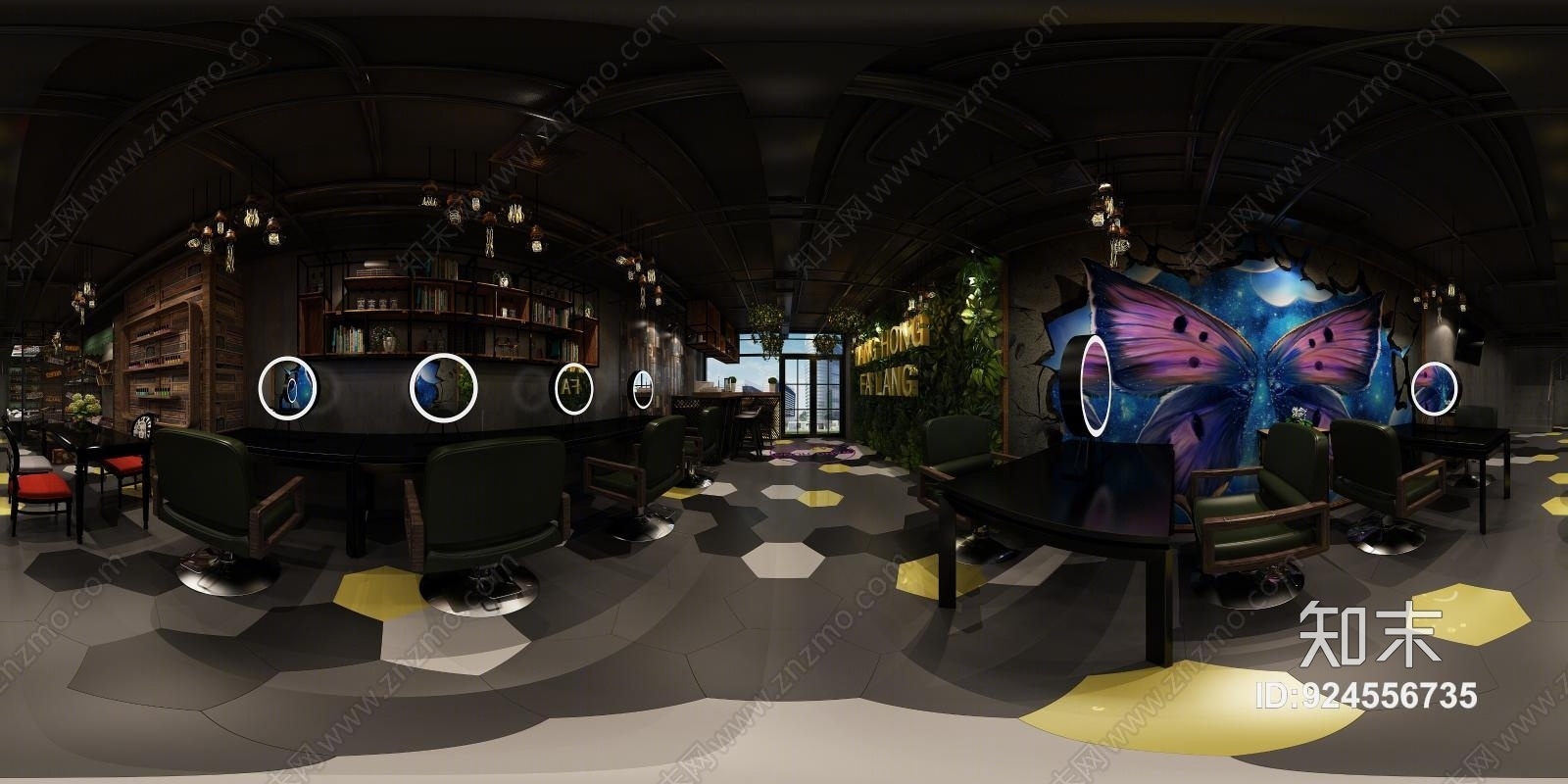 工业风理发店3D模型下载【ID:924556735】