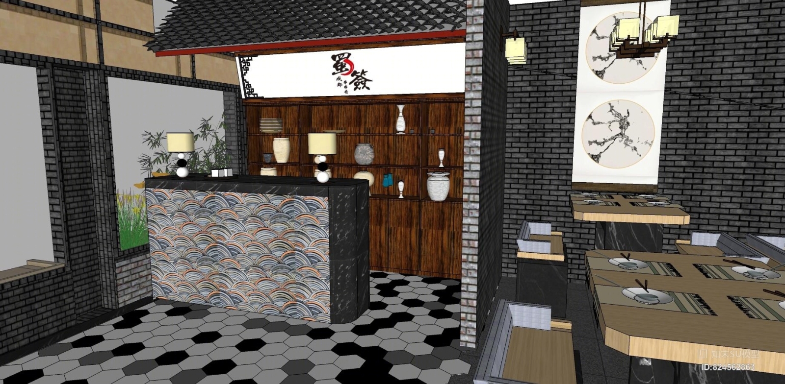 工装火锅店整套SU模型下载【ID:824562863】