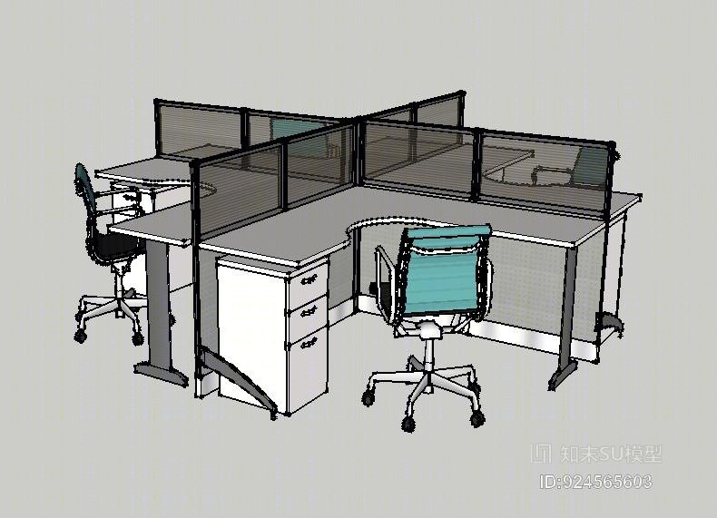 办公室桌椅家具SU模型下载【ID:924565603】