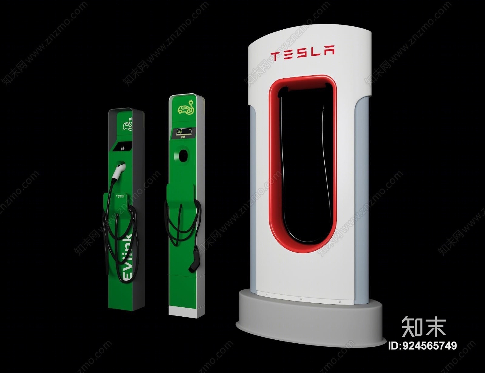 电动汽车充电桩3D模型下载【ID:924565749】