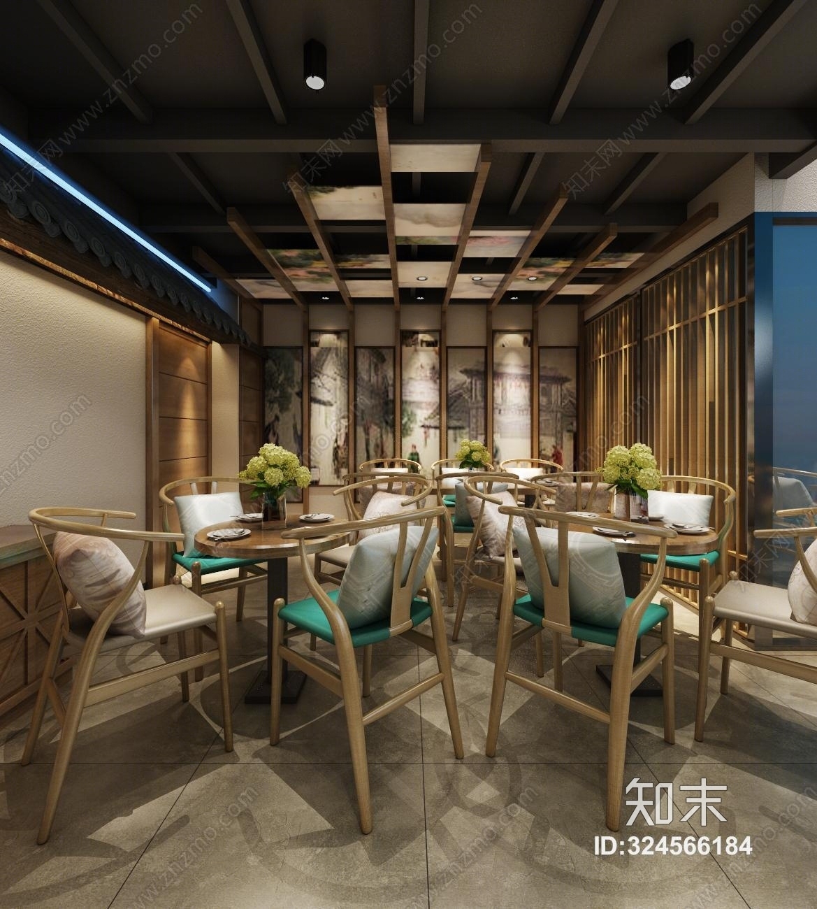 现代餐厅3D模型下载【ID:324566184】