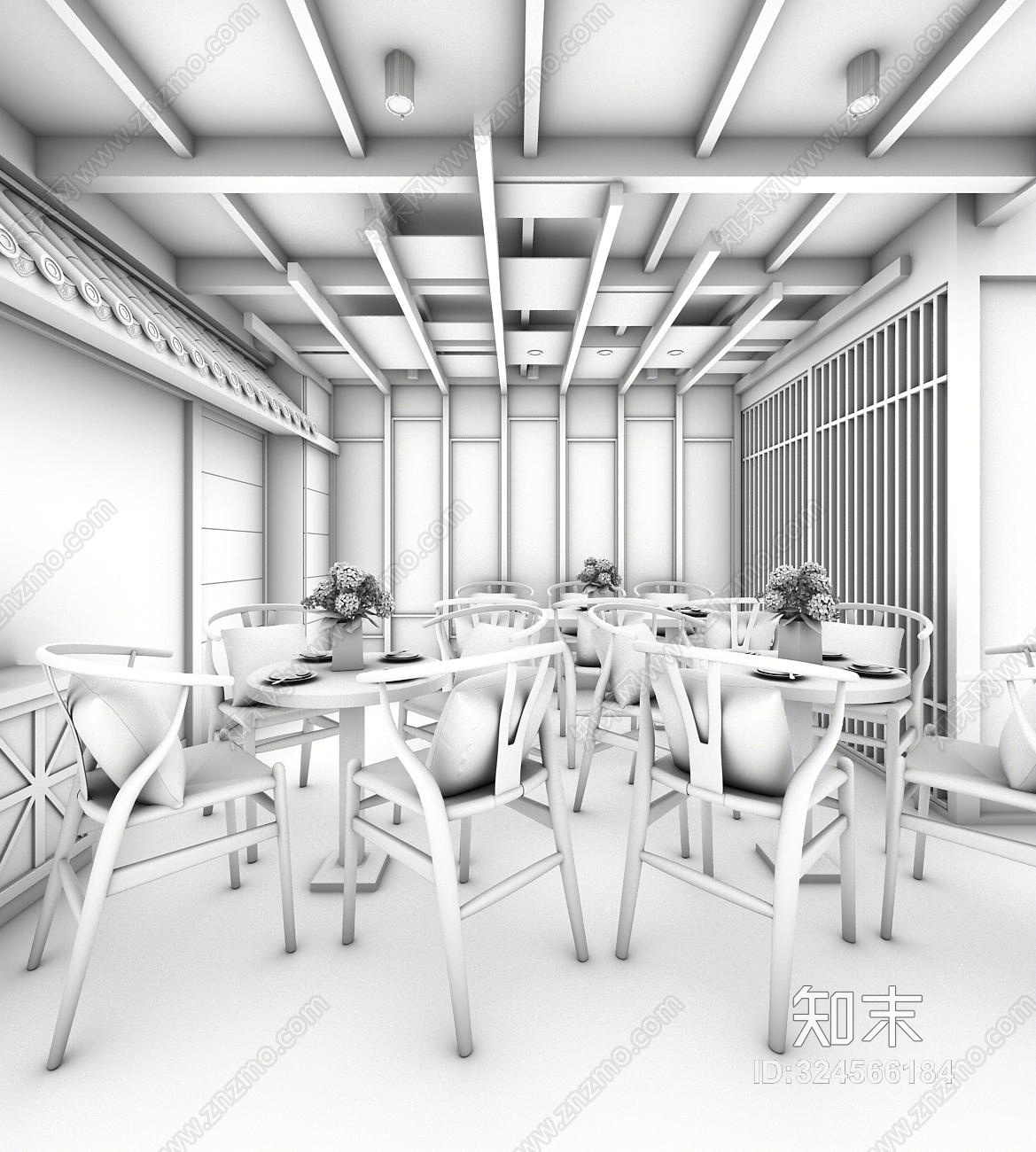 现代餐厅3D模型下载【ID:324566184】