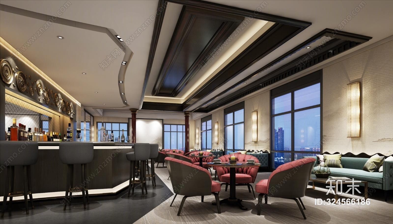 现代餐厅3D模型下载【ID:324566186】