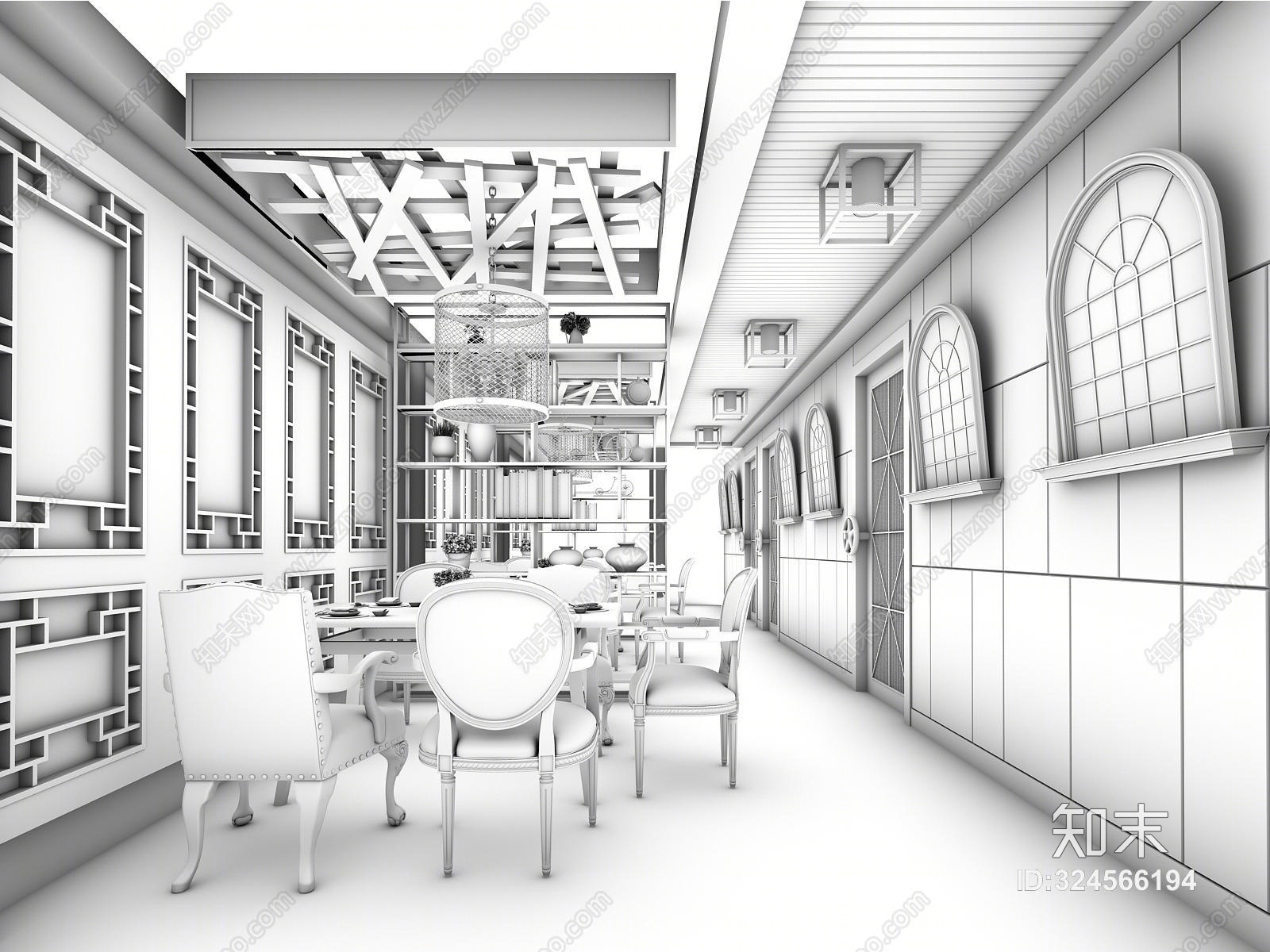 现代餐厅3D模型下载【ID:324566194】