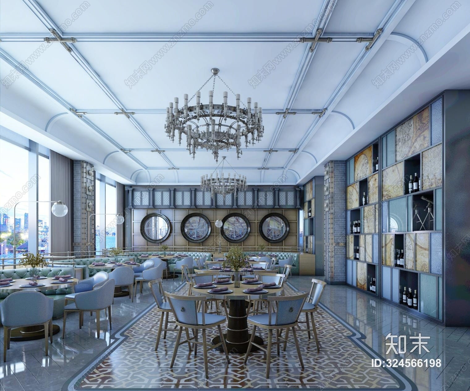现代餐厅3D模型下载【ID:324566198】