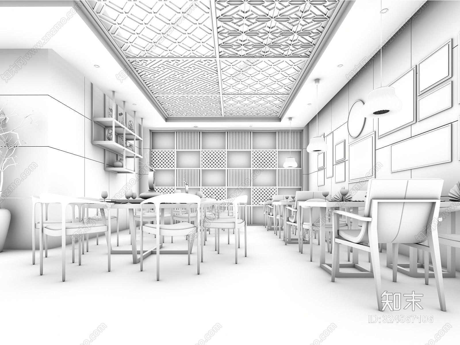 现代餐厅3D模型下载【ID:324567106】