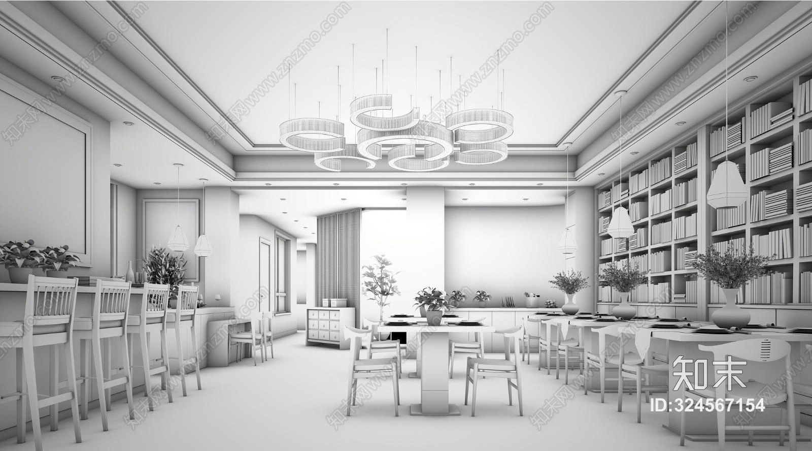 现代餐厅3D模型下载【ID:324567154】