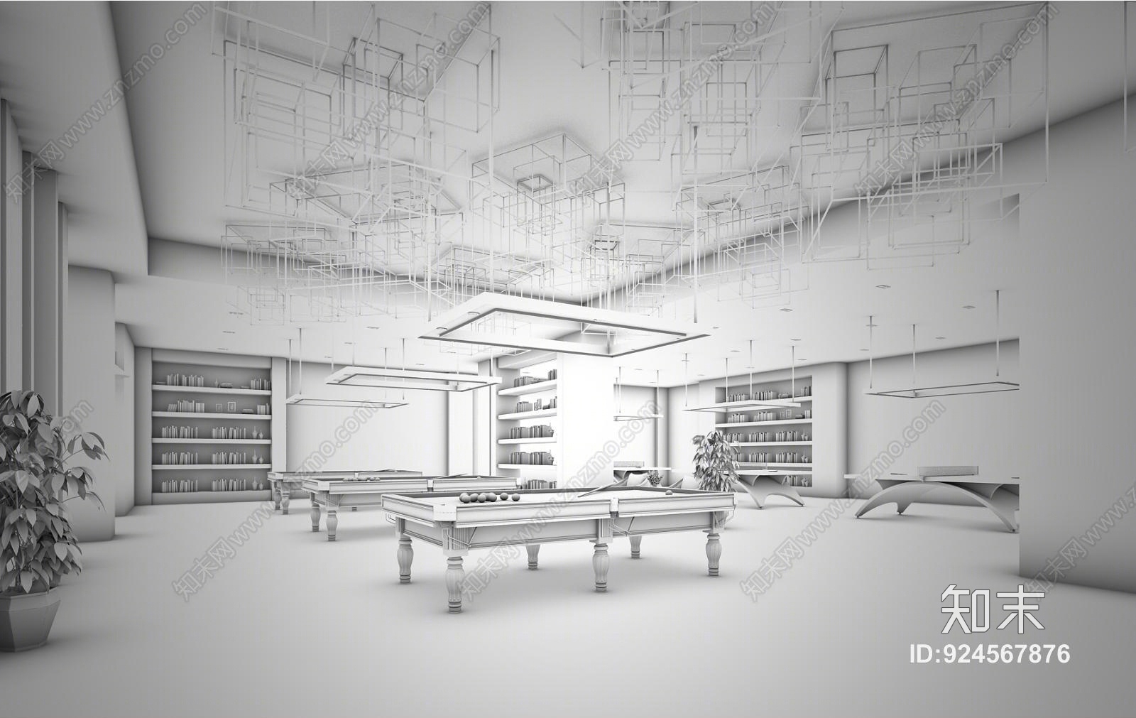 现代台球室3D模型下载【ID:924567876】