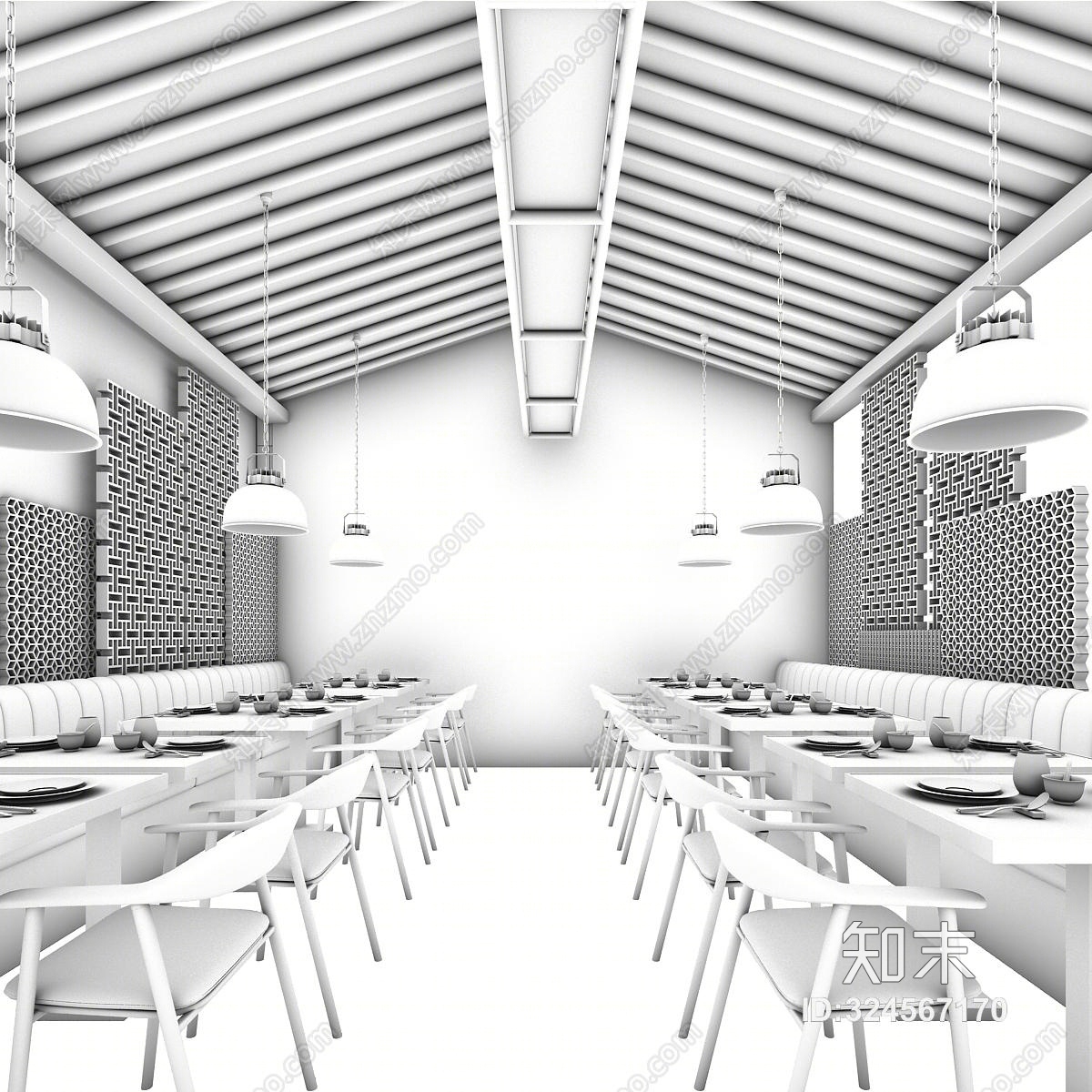 中式餐厅3D模型下载【ID:324567170】