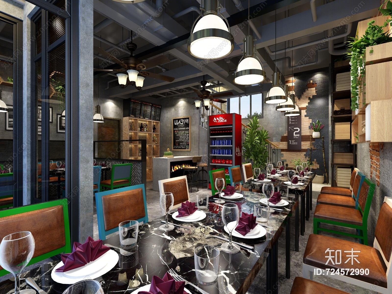 工业风餐厅3D模型下载【ID:724572990】