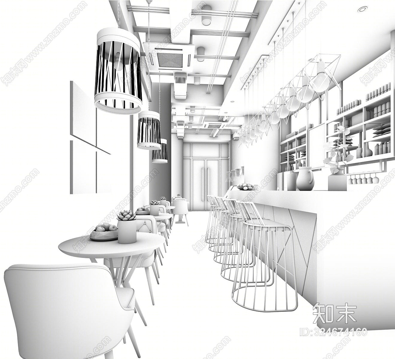 现代餐厅3D模型下载【ID:324674160】