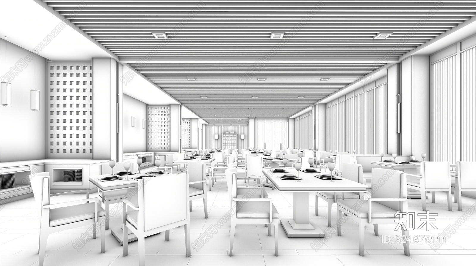 现代餐厅3D模型下载【ID:324675111】