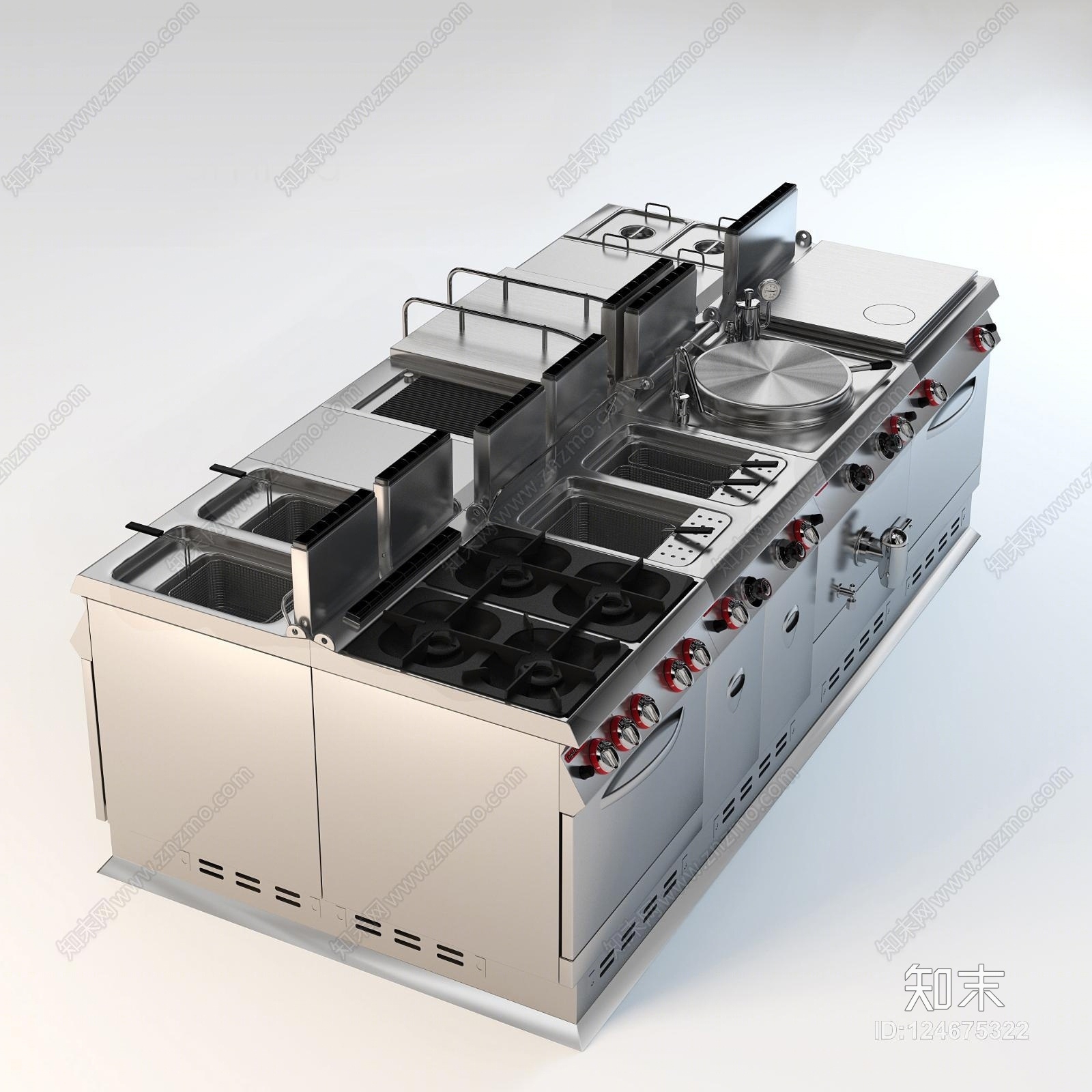 现代酒店厨房用品3D模型下载【ID:124675322】