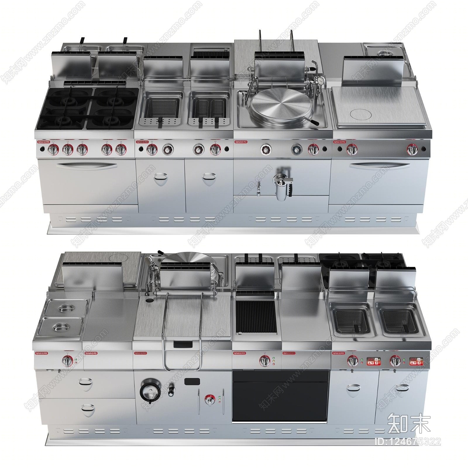 现代酒店厨房用品3D模型下载【ID:124675322】