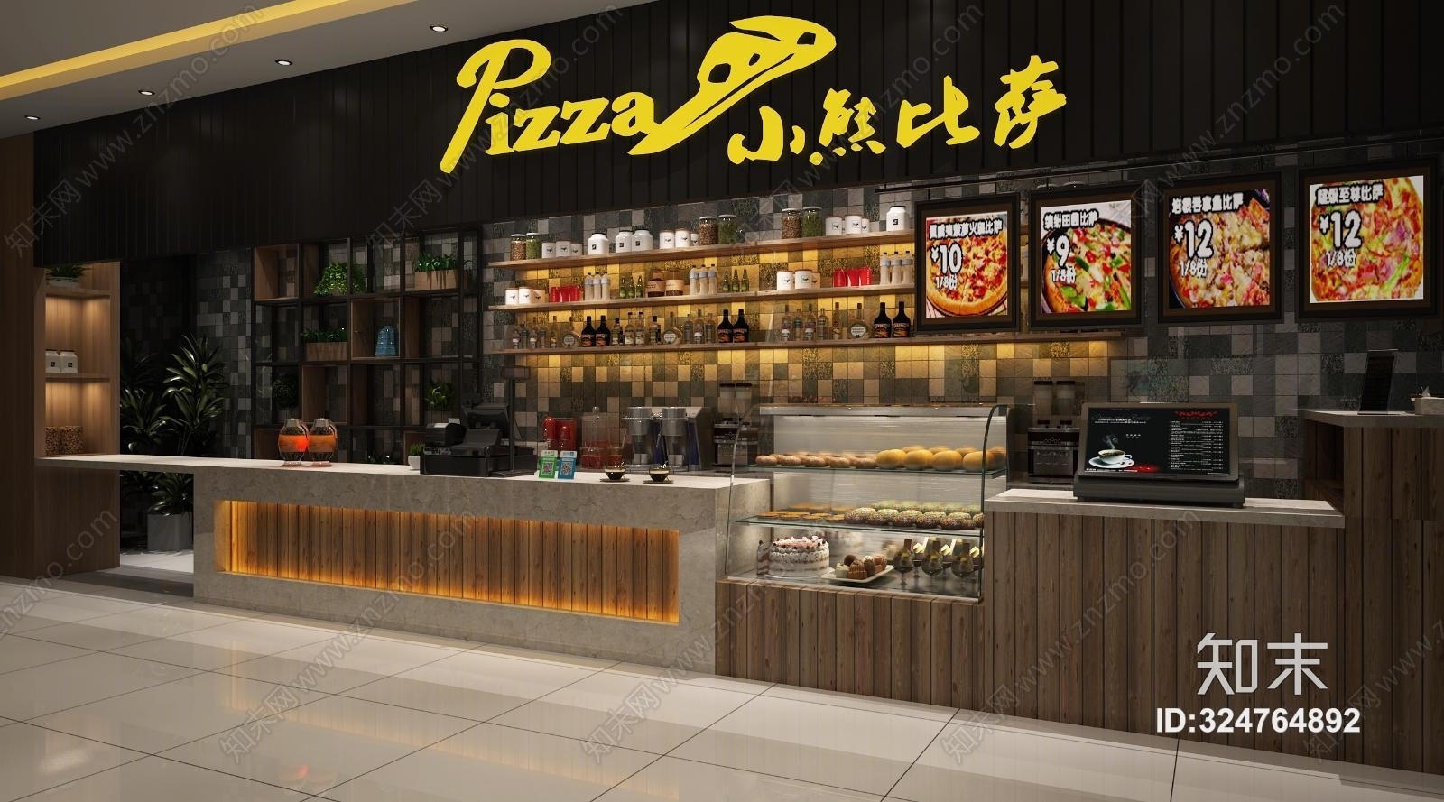 北欧奶茶店吧台3D模型下载【ID:324764892】