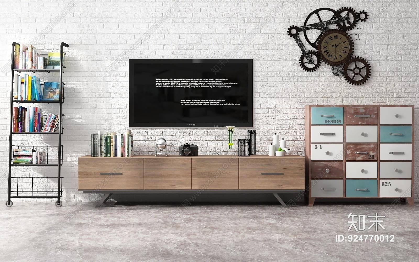 工业风格电视柜3D模型下载【ID:924770012】
