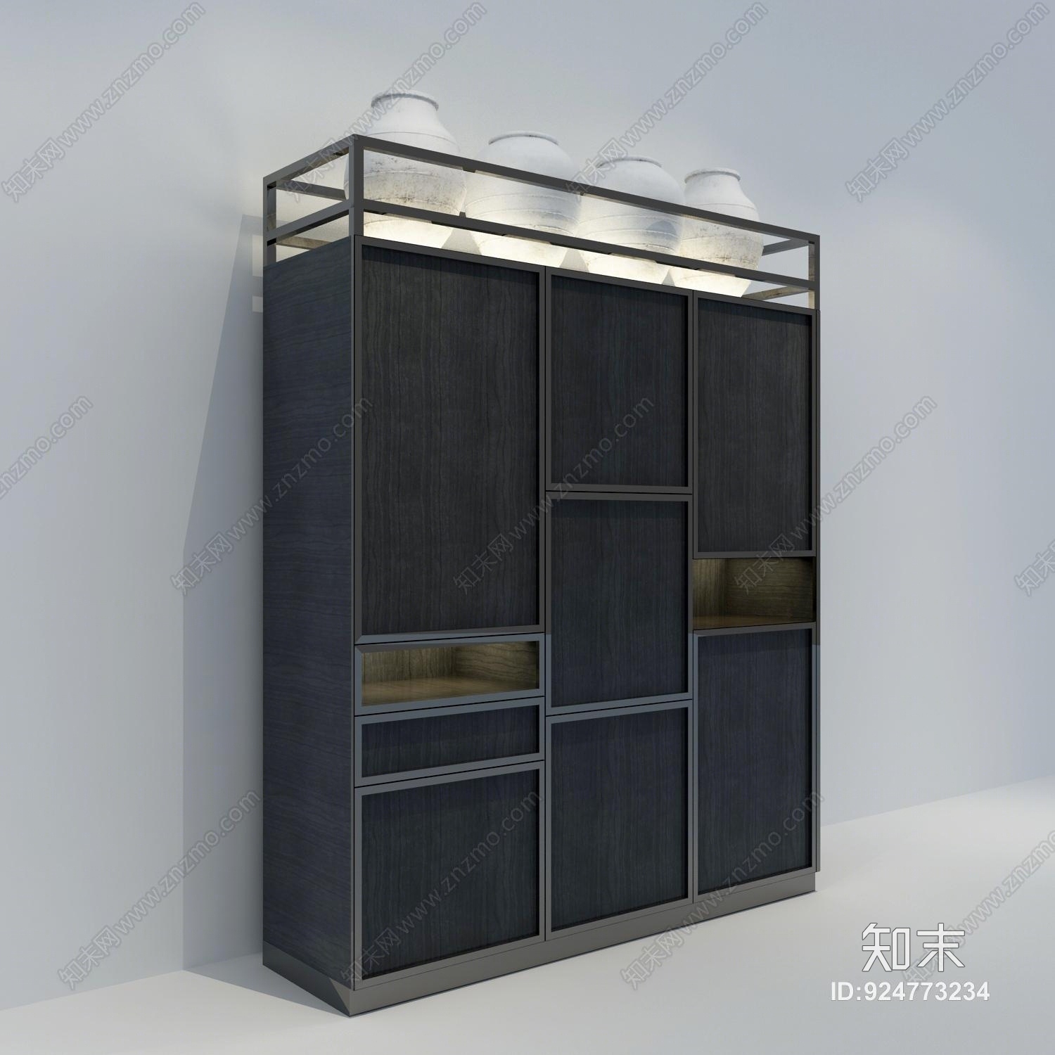 新中式餐厅装饰柜3D模型下载【ID:924773234】