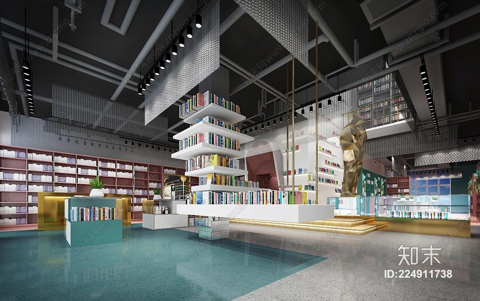 超现代工业创意性书吧3D模型下载【ID:224911738】