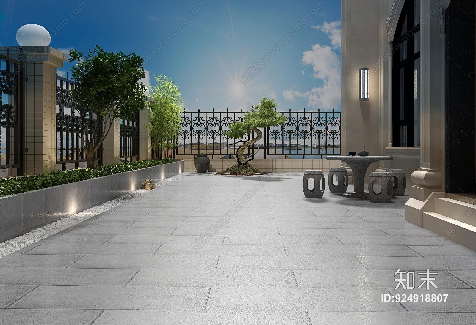 现代别墅景观室外阳台贴图贴图下载_现代别墅景观室外阳台贴图材质