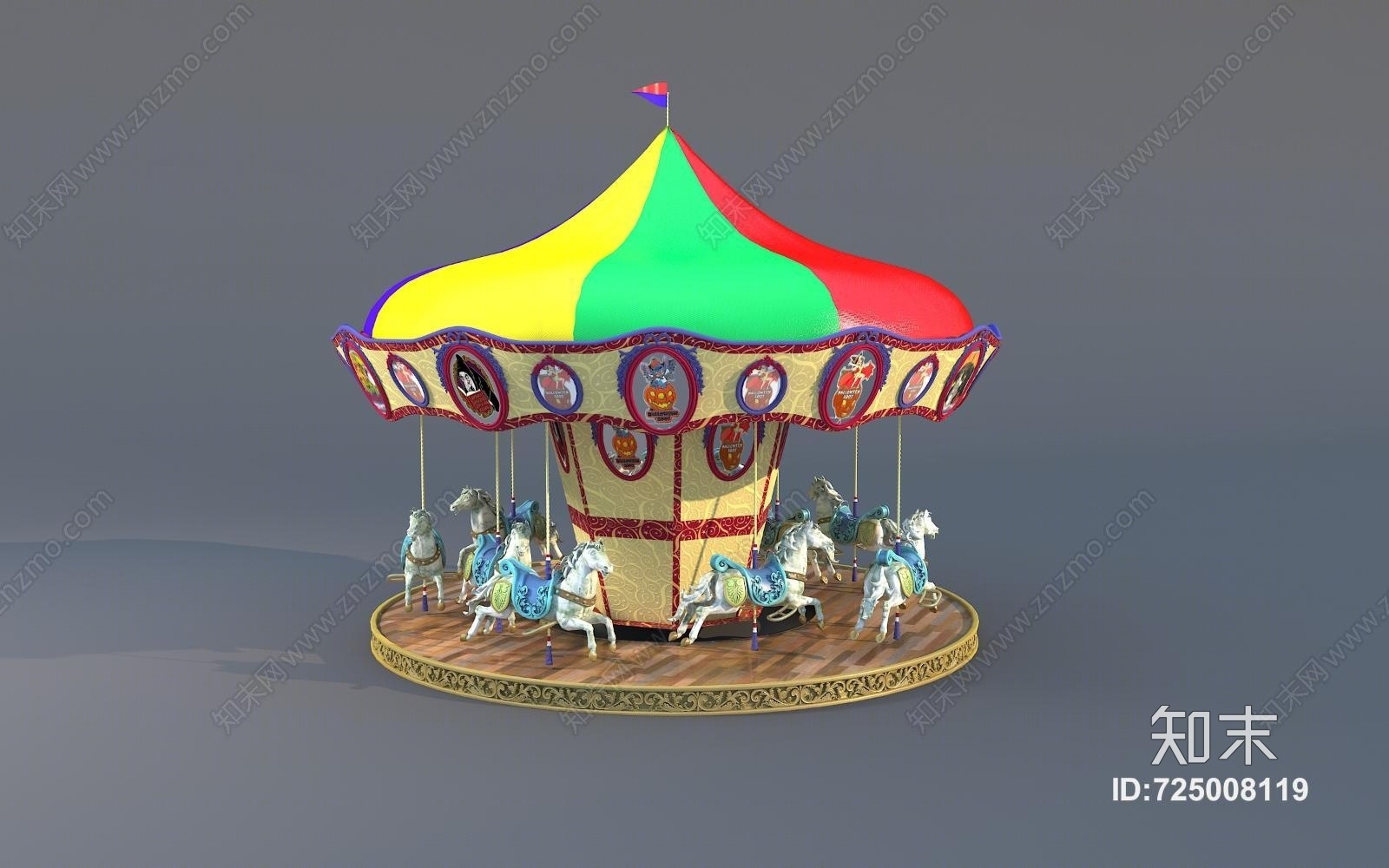 现代旋转木马3D模型下载【ID:725008119】