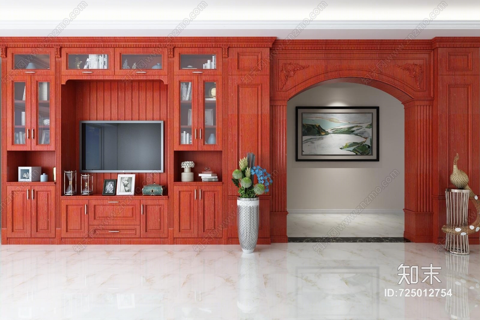 欧式背景墙3D模型下载【ID:725012754】