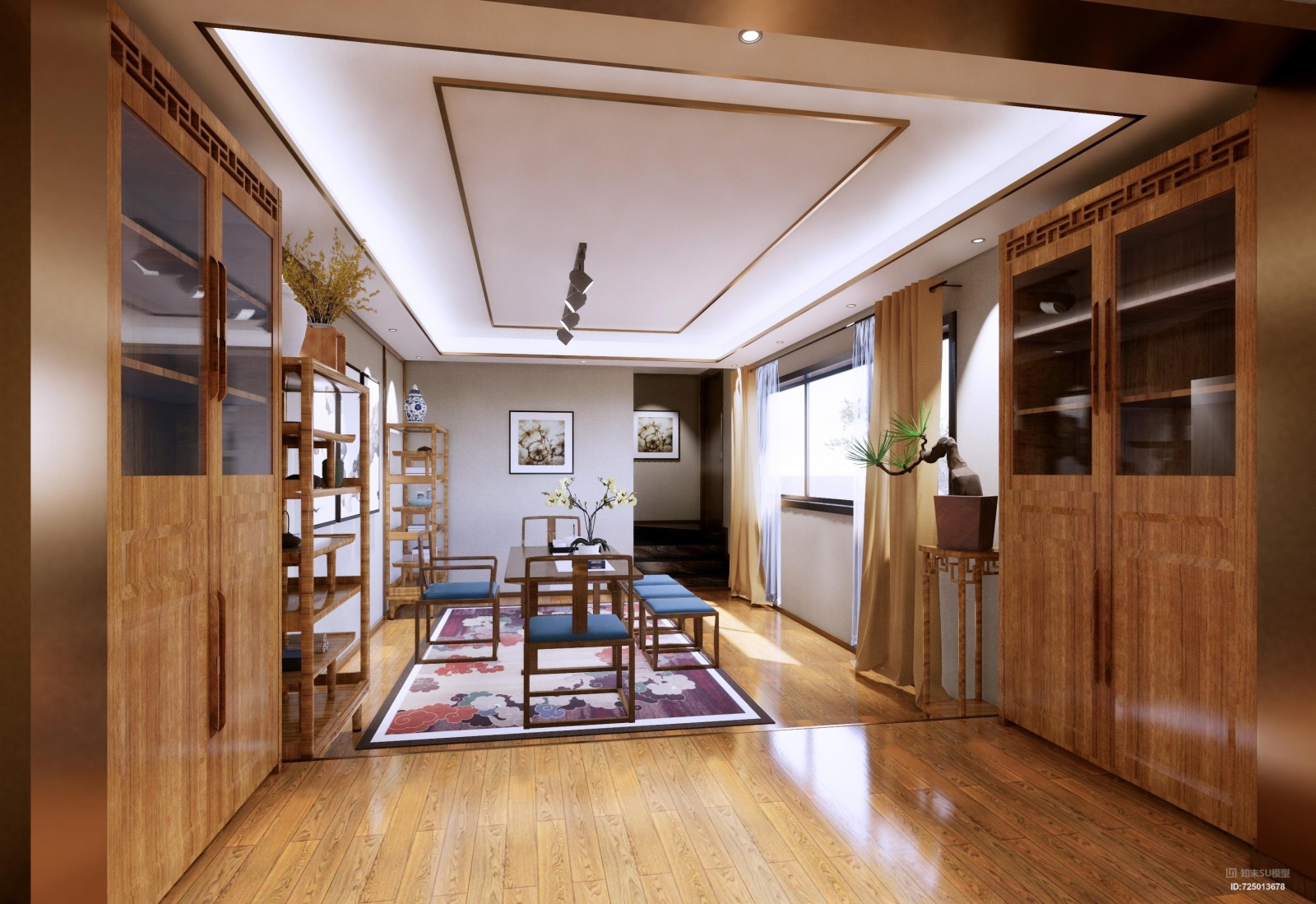 上海某新中式茶室SU模型下载【ID:725013678】