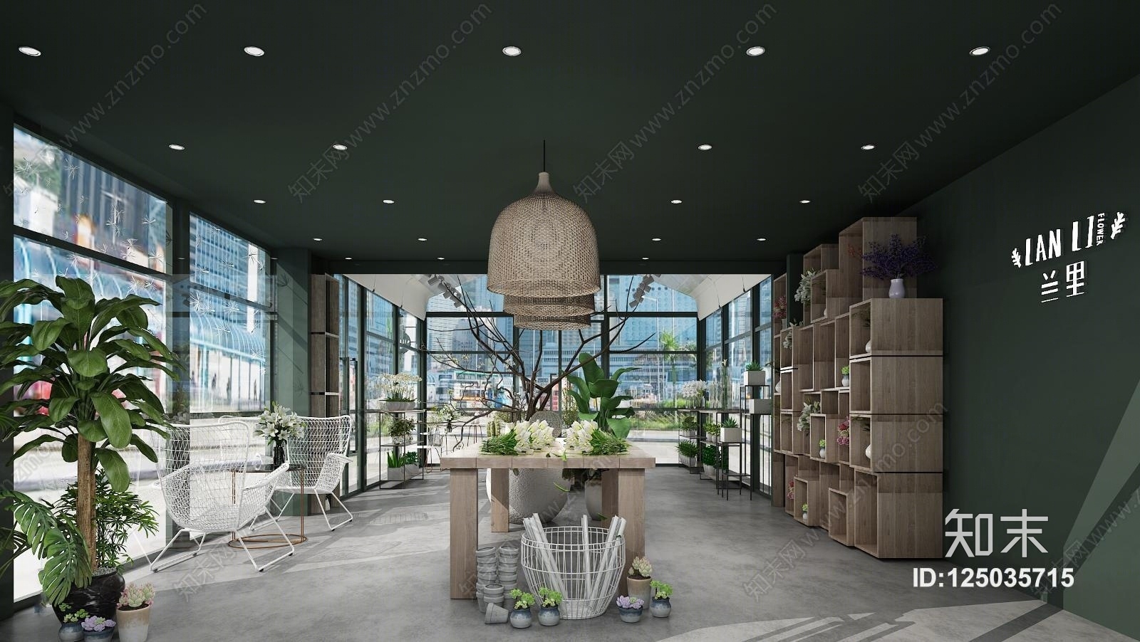 现代鲜花盆栽3D模型下载【ID:125035715】