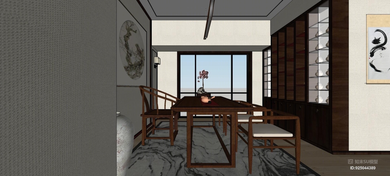 精致中式茶室会所SU模型下载【ID:925044389】