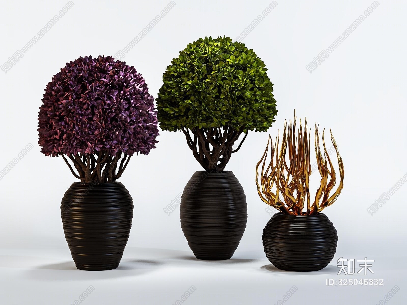 现代植物盆景绿化装饰3D模型下载【ID:325046832】