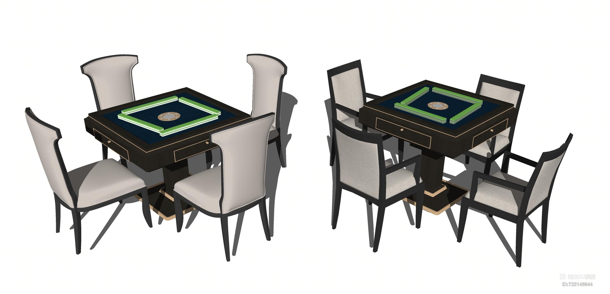 休闲娱乐麻将机桌椅组合su模型下载【id:725146944】