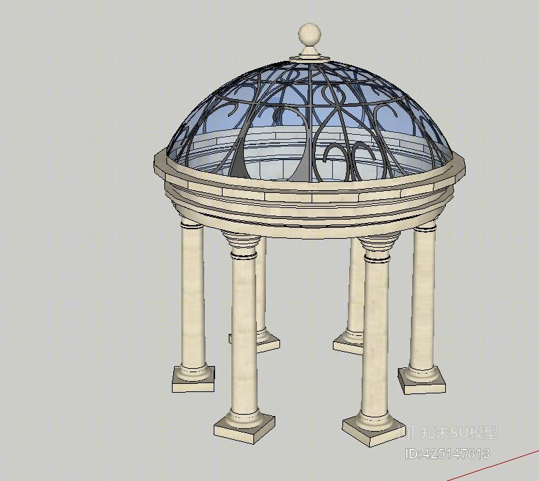 法式公园景观SU模型下载【ID:425147813】