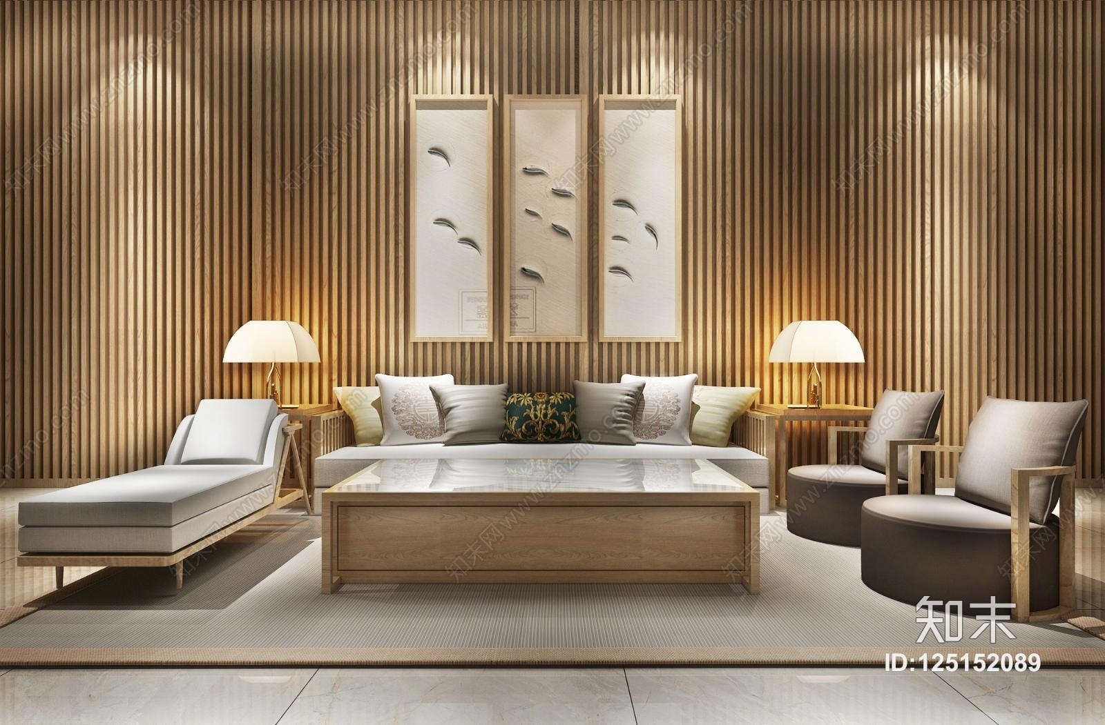 中式客厅沙发3D模型下载【ID:125152089】