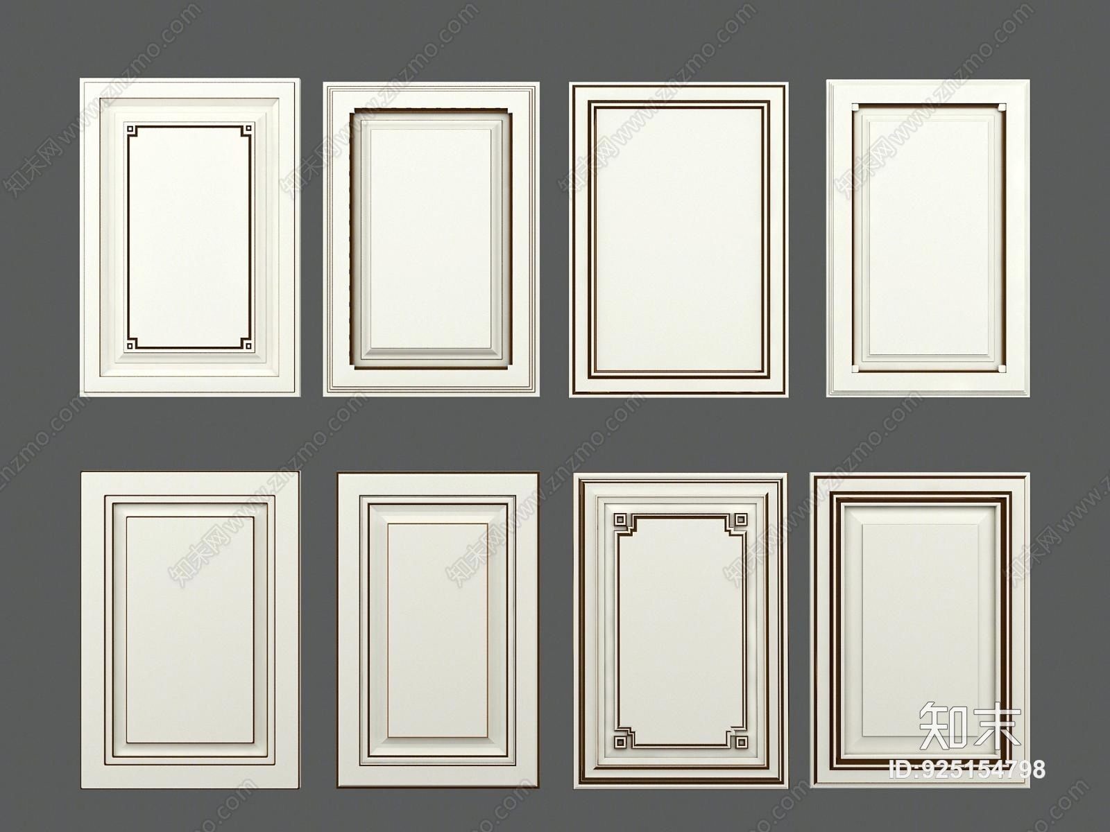 新中式简欧白色门板组合模型3D模型下载【ID:925154798】