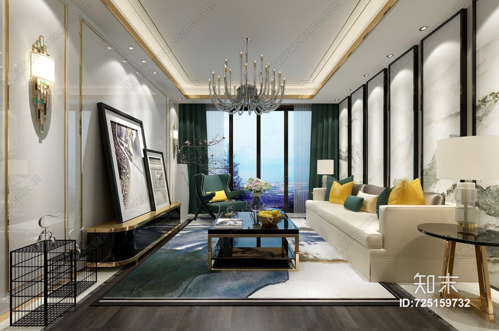 电商家具后现代客厅3D模型下载【ID:725159732】