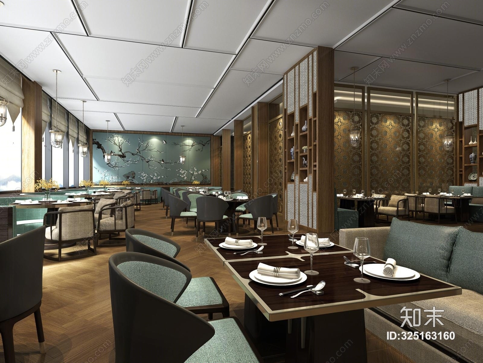 中式茶餐厅3D模型下载【ID:325163160】