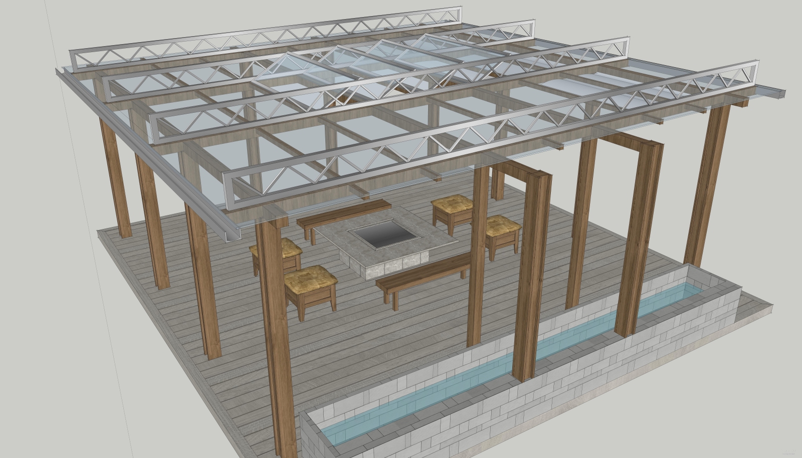玻璃燒烤房su模型(原創)su模型下載【id:425164836】