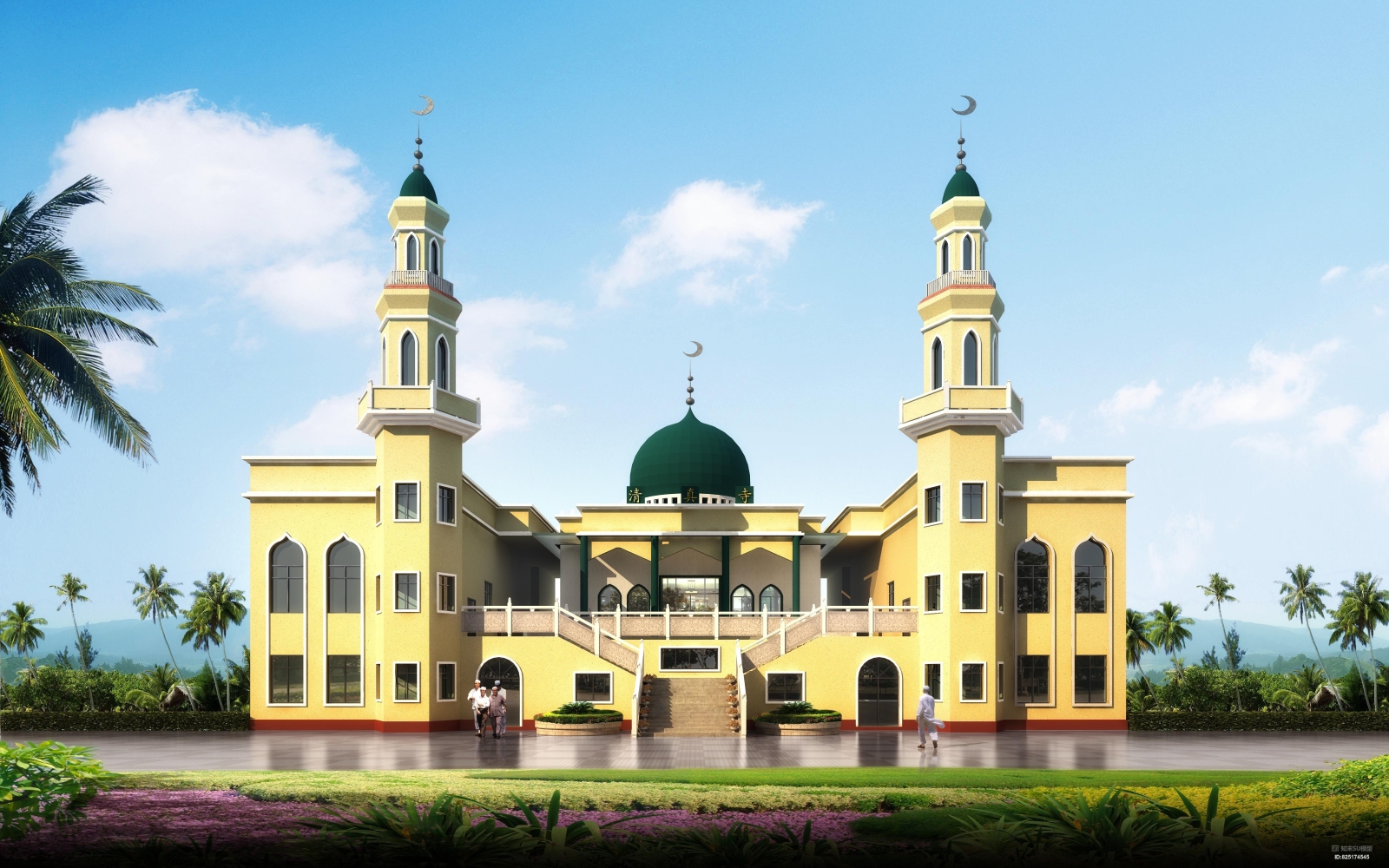 回民清真寺欧式风格SU模型下载【ID:825174545】