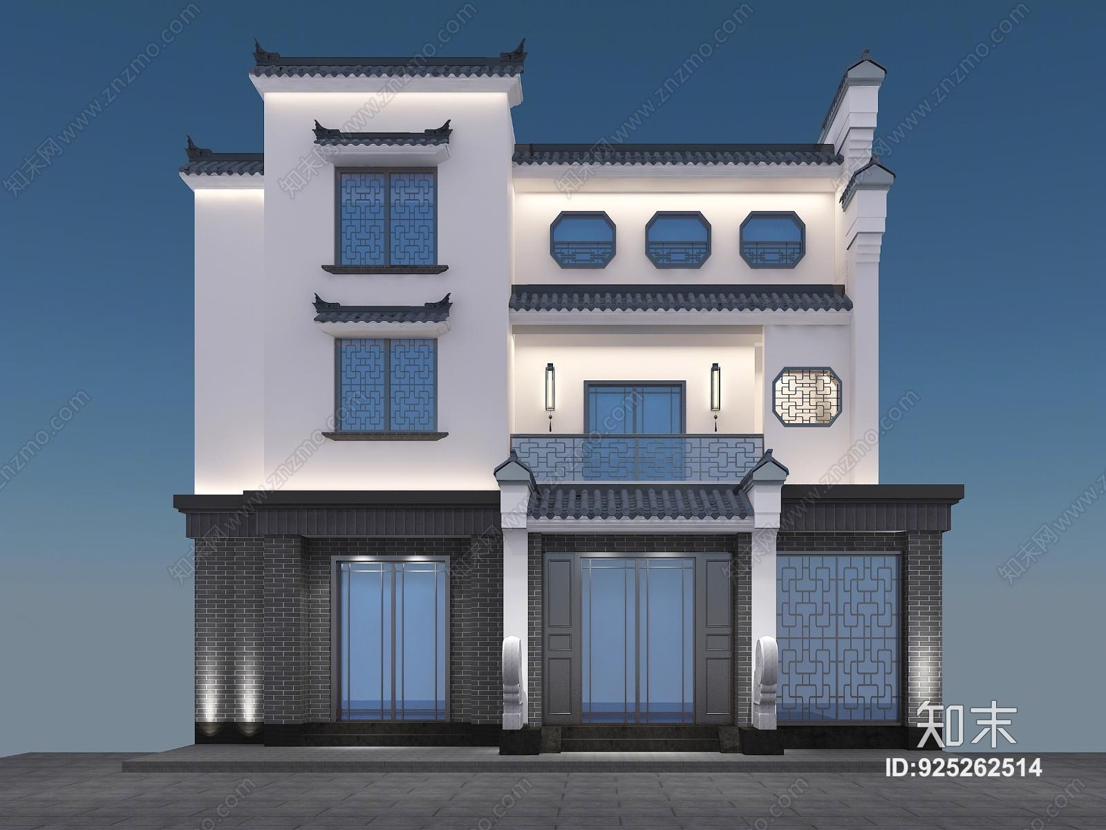 新中式店面门面外观3D模型下载【ID:925262514】