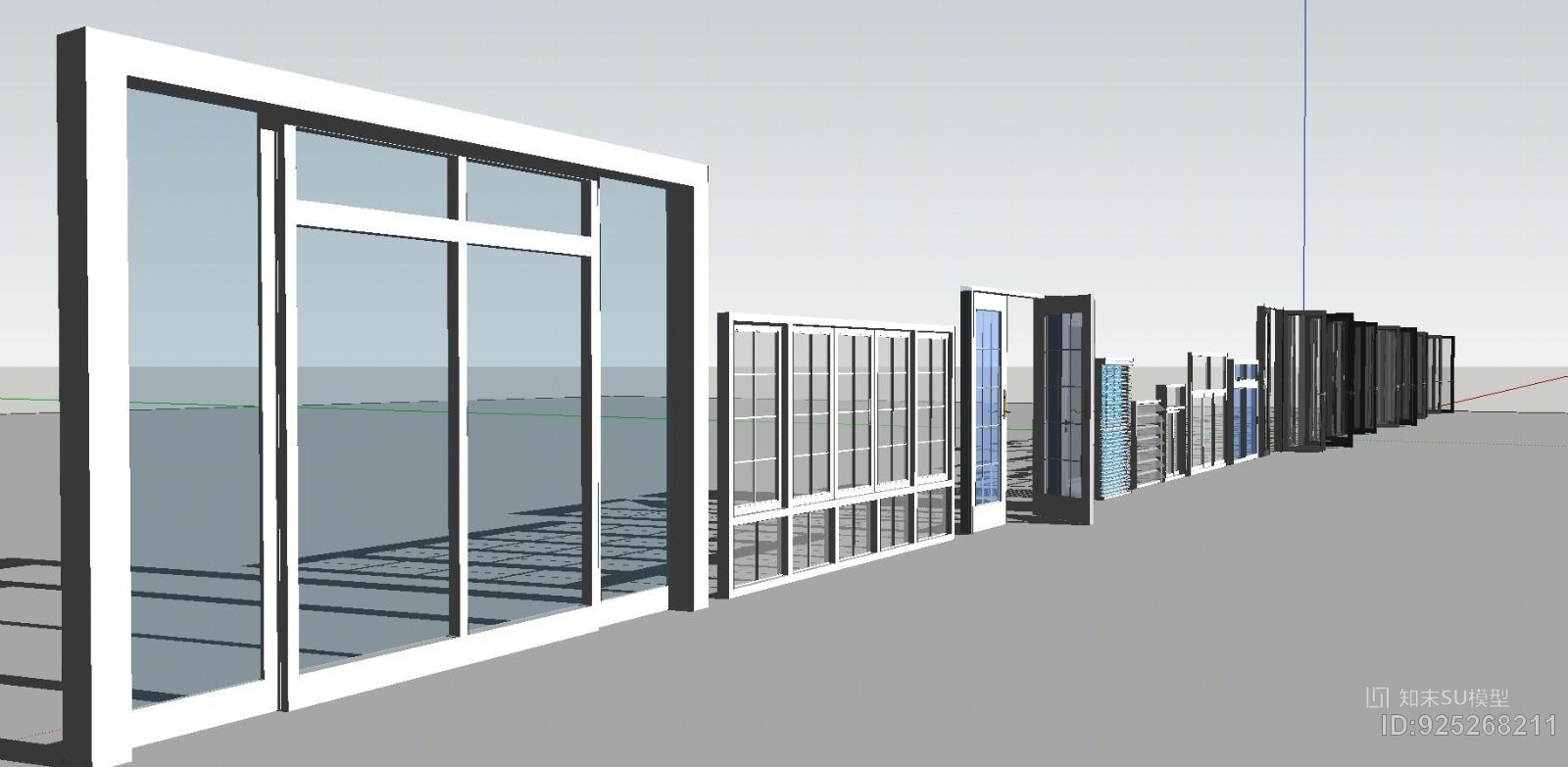 建筑窗平开窗推拉窗百叶窗百叶卷帘大集合，平开门推拉门卫生间门SU模型下载【ID:925268211】