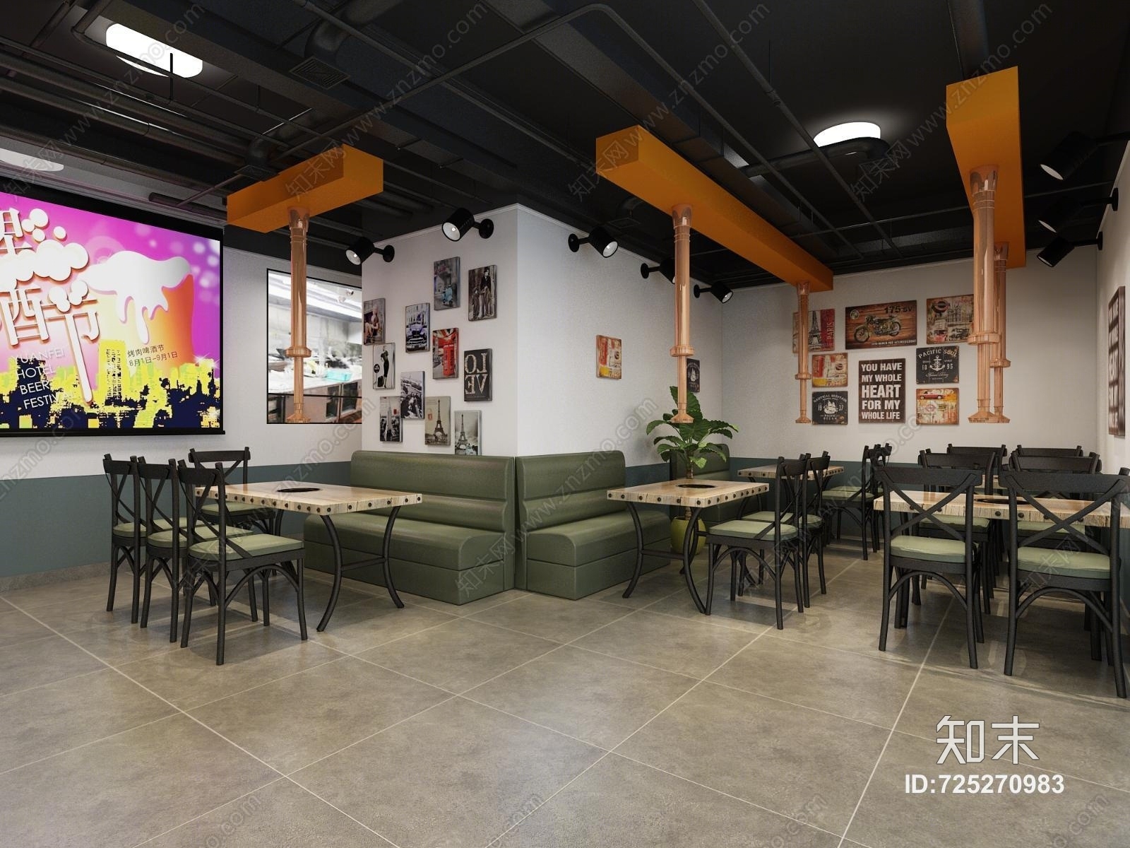 工业风烤肉店3D模型下载【ID:725270983】
