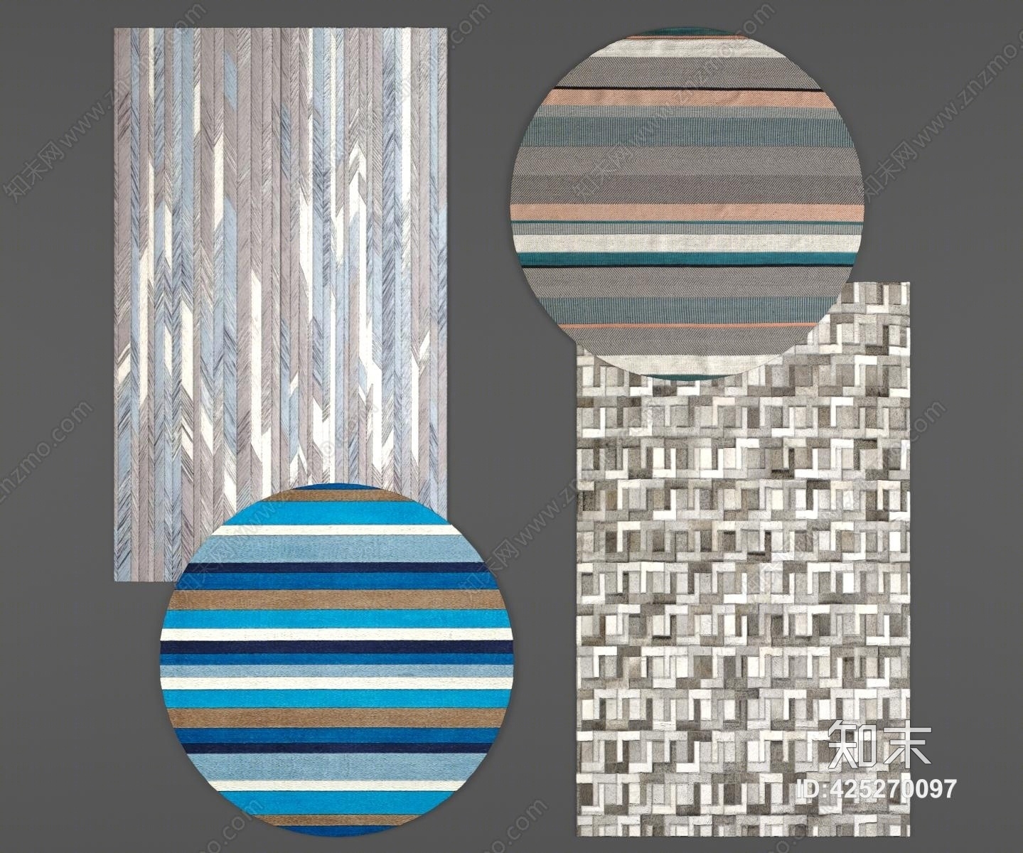 现代地毯模型组合3D模型下载【ID:425270097】