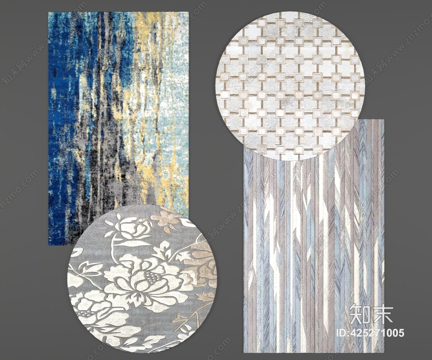 现代地毯模型组合3D模型下载【ID:425271005】