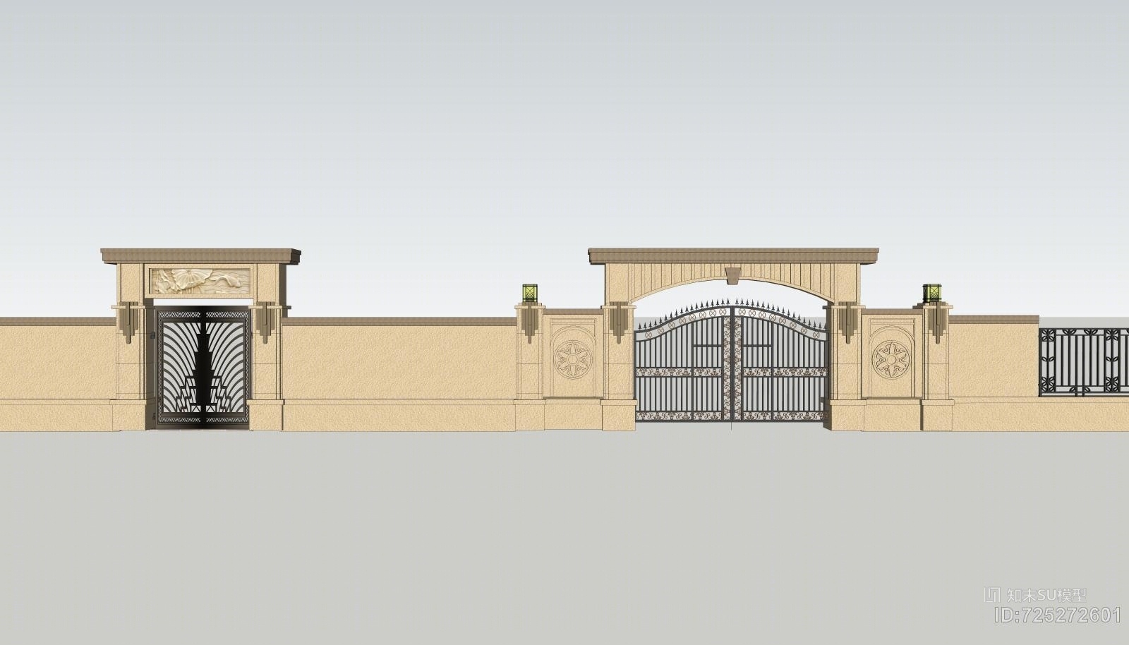 欧式别墅庭院大门SU模型下载【ID:725272601】