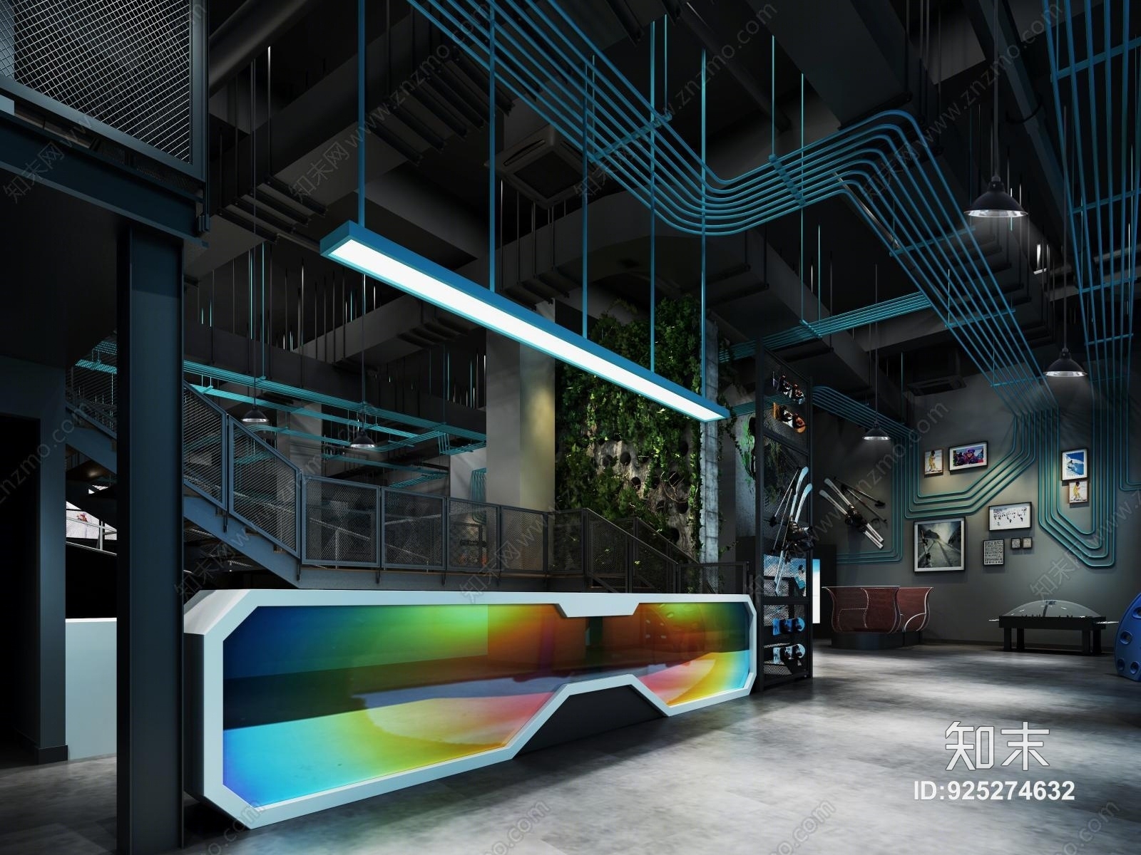 工业室内滑雪场3D模型下载【ID:925274632】