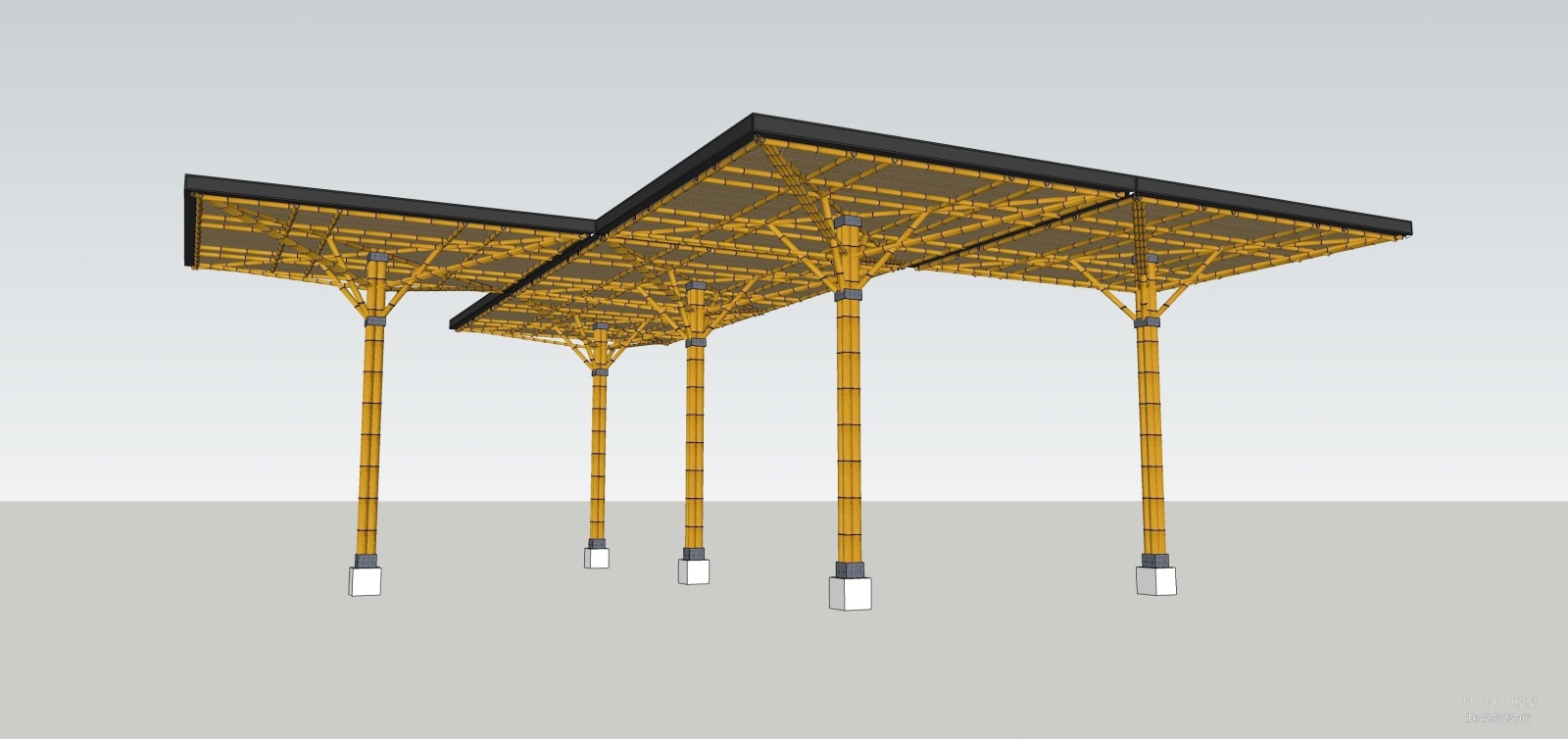 竹制休闲方形凉棚SU模型下载【ID:425323706】